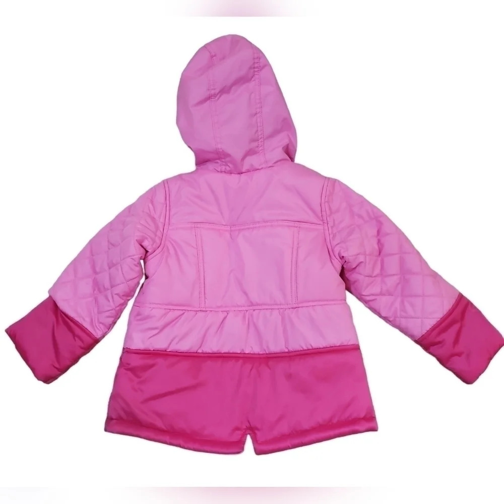 Osh Kosh B'gosh Girls Hooded Puffer Coat Size S(4) Pink Nylon Lining.